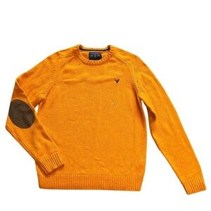 Brand New American Eagle Outfitters Orange Sweater with Brown Elbow Patch